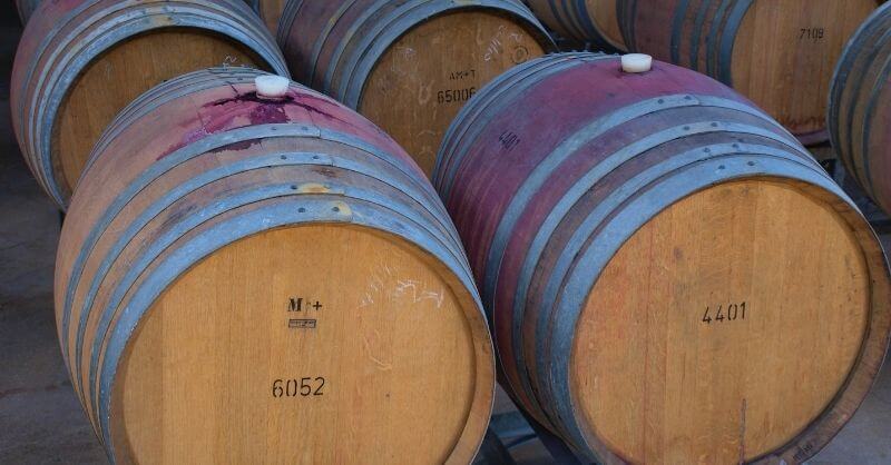 barrels in winery